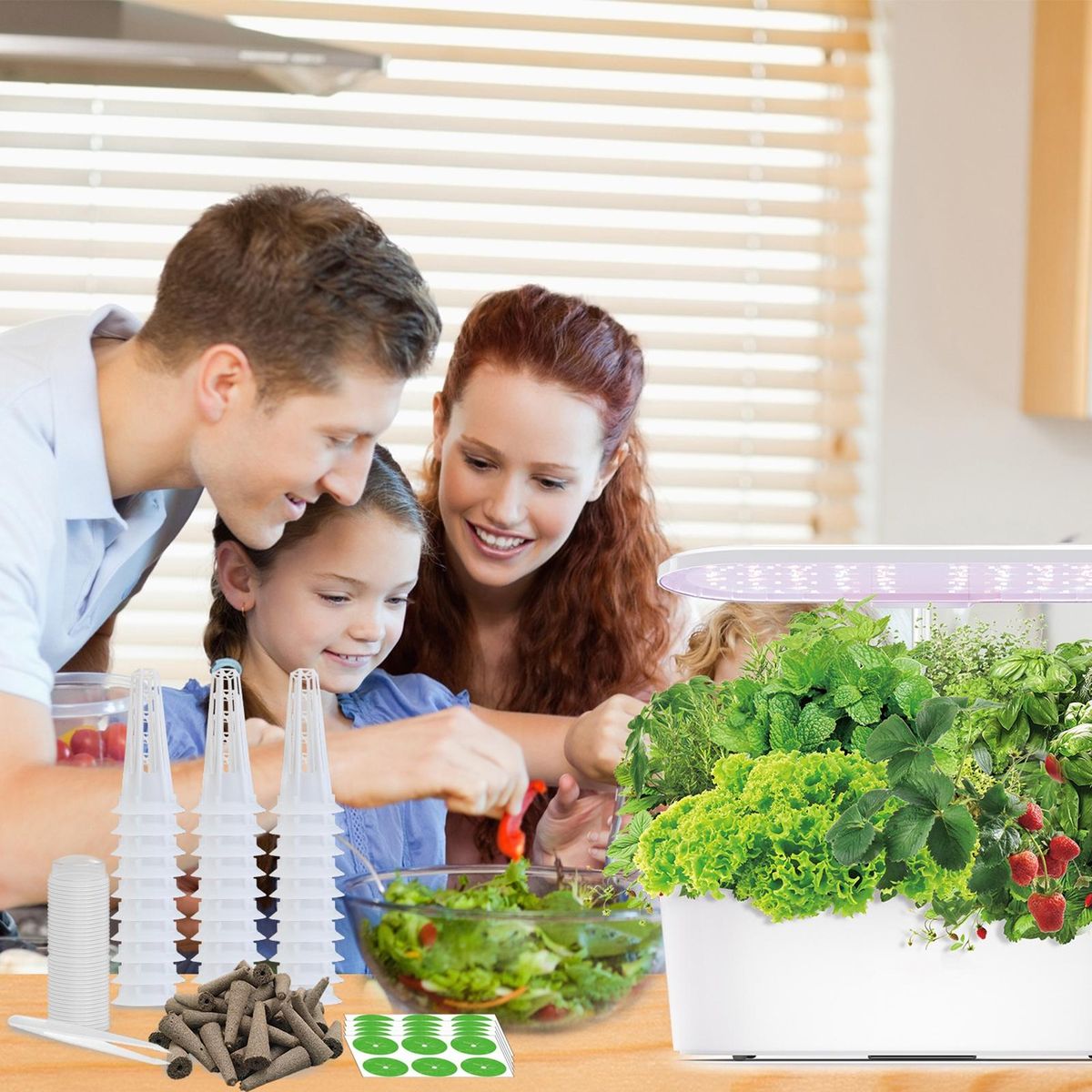 Hydroponic Herb Growing Kit 121pcs Set with Sponge Lid Tweezer Tools White