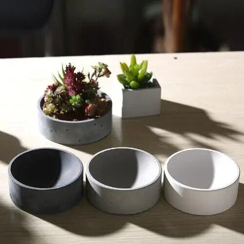 Desktop holder Cement multi-flower pots silicone mold home furnishings round storage functional container molds (No water holes)