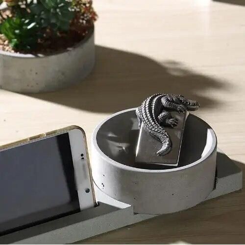Desktop holder Cement multi-flower pots silicone mold home furnishings round storage functional container molds (No water holes)