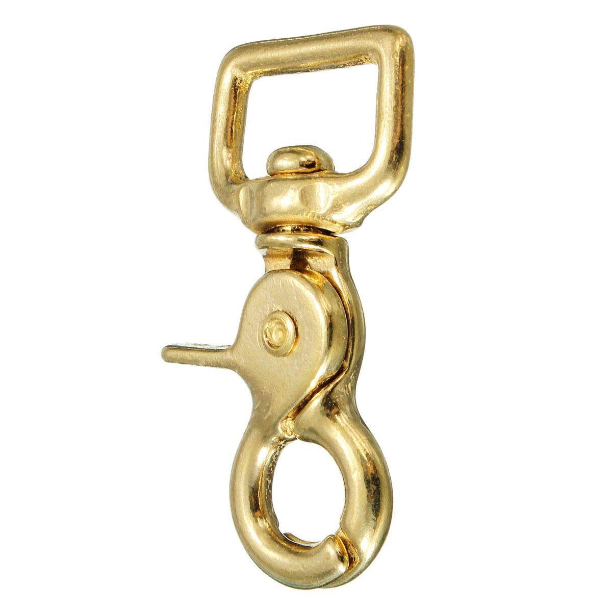 Square Eye Solid Brass Scissor Swivel Snap Hook For Key Fob Leathercraft 20mm
