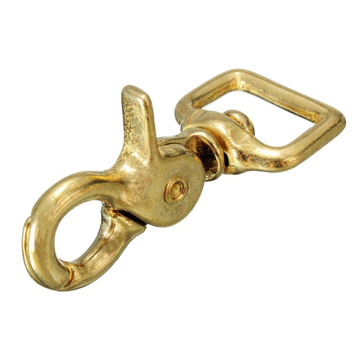 Square Eye Solid Brass Scissor Swivel Snap Hook For Key Fob Leathercraft 20mm