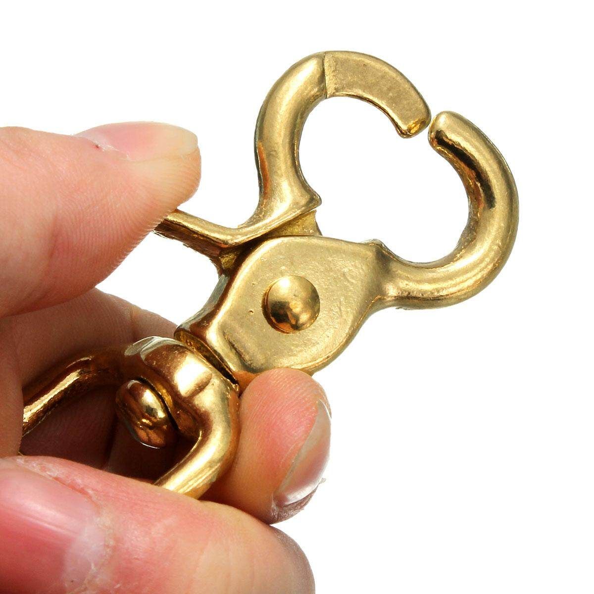 Square Eye Solid Brass Scissor Swivel Snap Hook For Key Fob Leathercraft 20mm