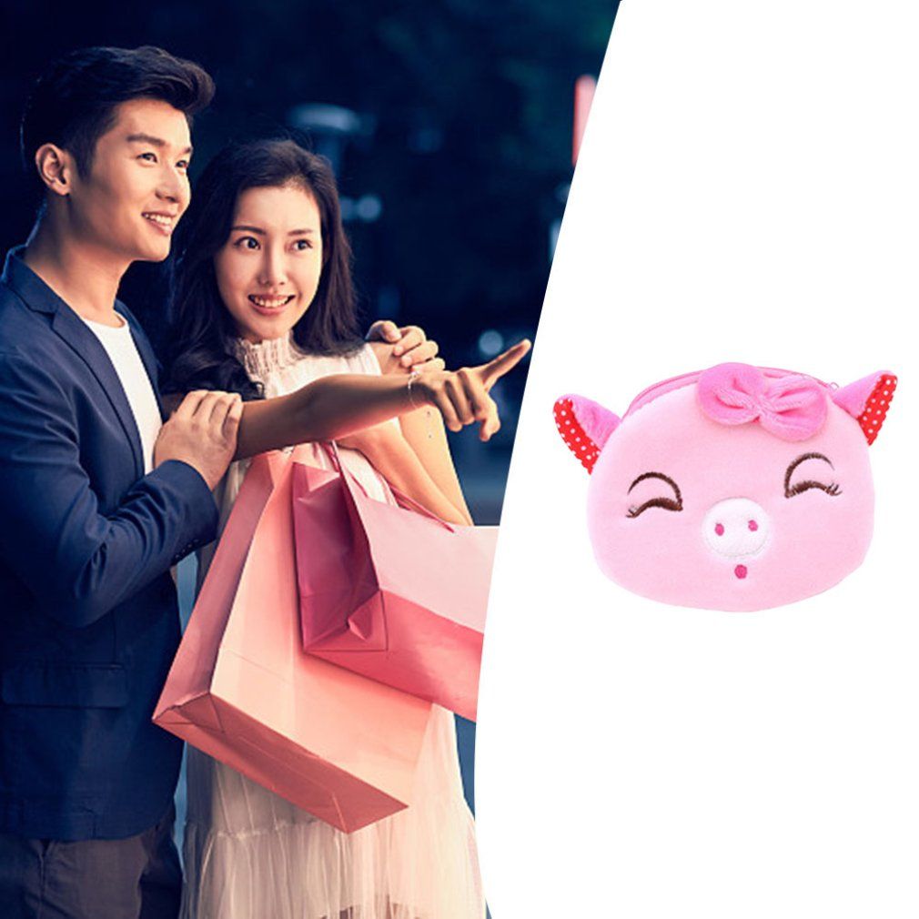 Plush Cute Coin Purse Cartoon Cloth Women's Key Bag Coin Purse Small Wallet Small Animal Zipper Bag Ladies Coin Purse-colorful Butterfly Pig