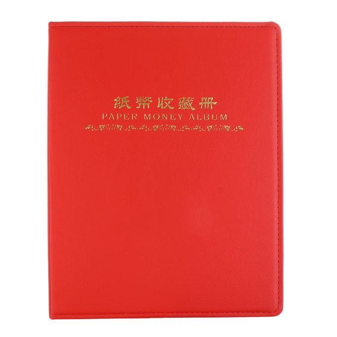 Leather Paper Money Collection Album Store 60 Pocket Note Holder Red