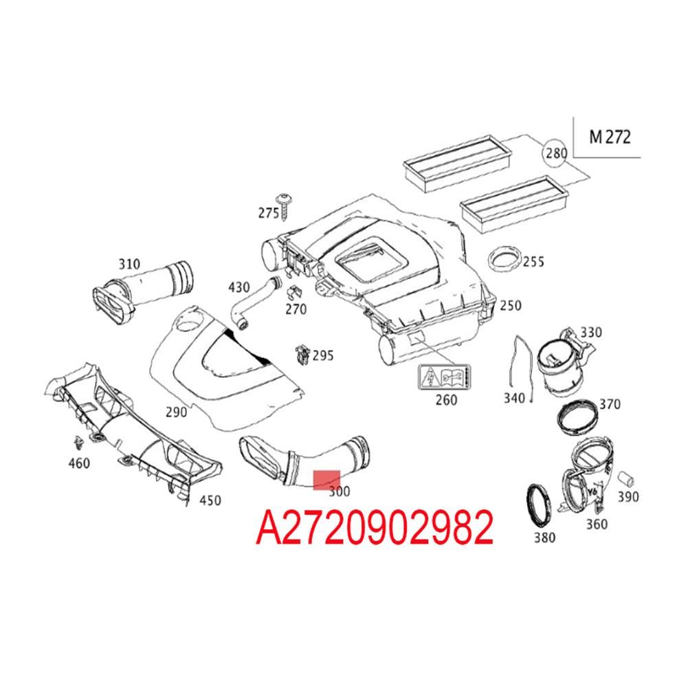 Left Side Engine Air Cleaner Intake Tube Hose Duct Pipe A2720902982 for Mercedes Benz GLK350 3.5L 2010-2012