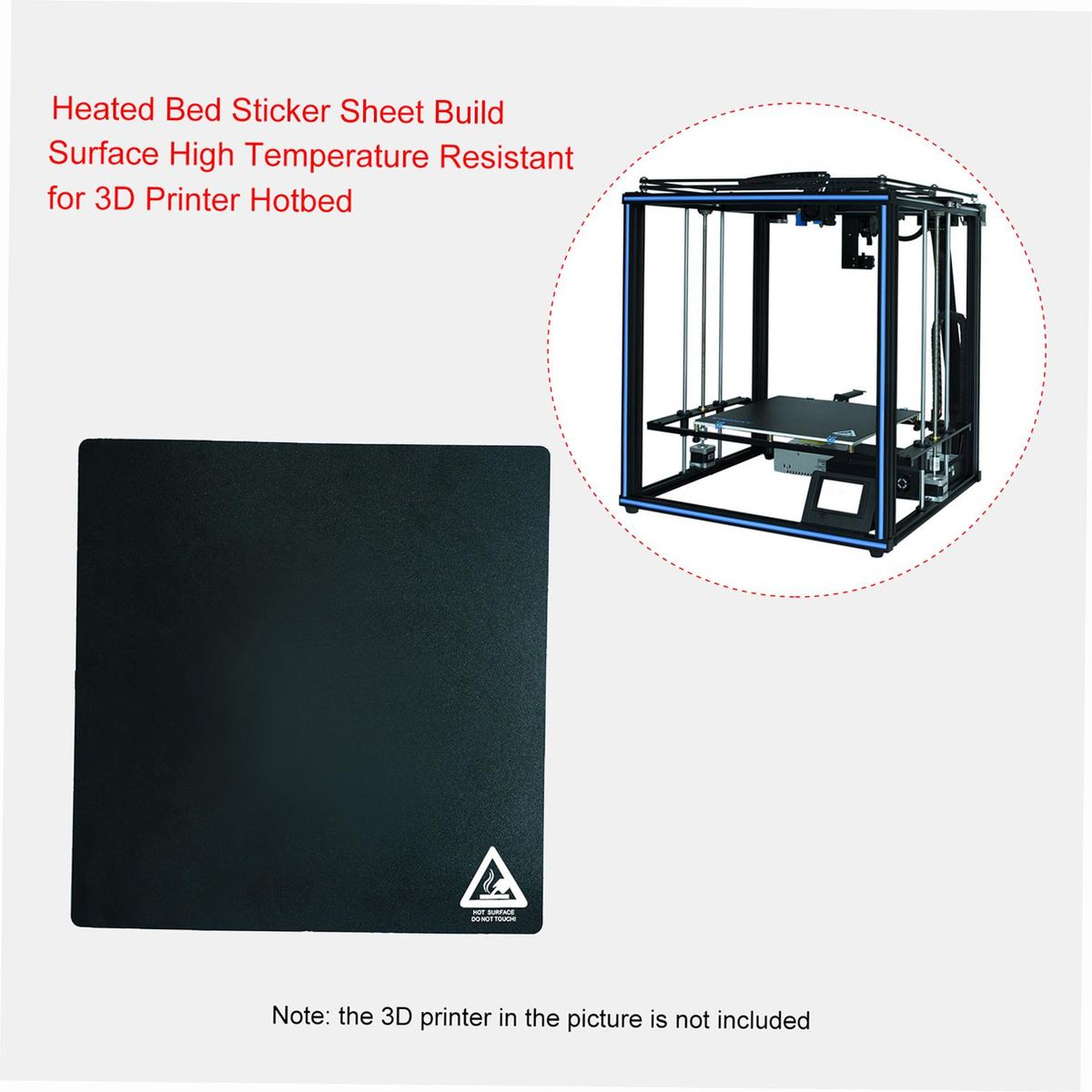 Tronxy Heated Bed Sticker Sheet Build Surface High Temperature Resistant 255*255mm/10.0*10.0in for 3D Printer Hotbed