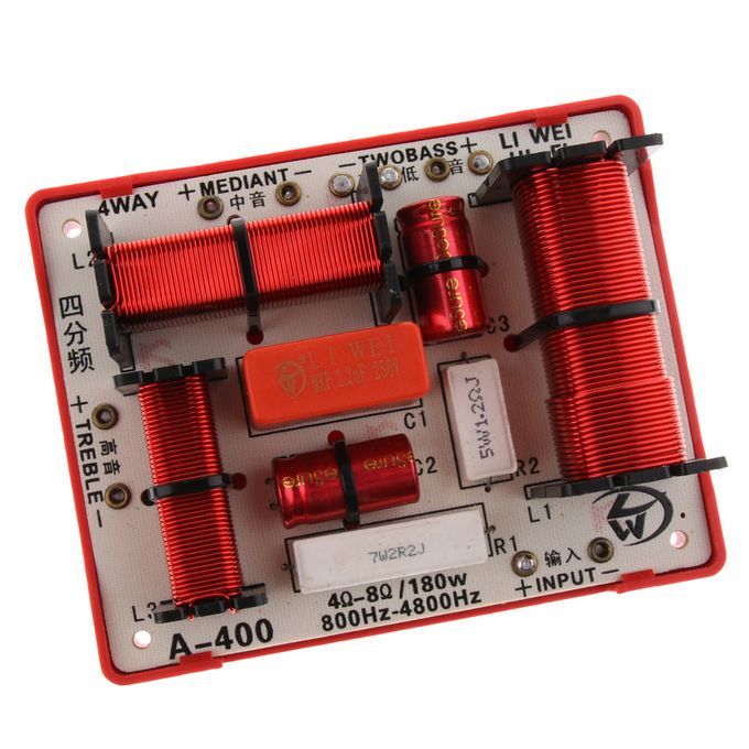 4Way 180W Treble Bass Speaker Crossover Frequency  Filter Clear
