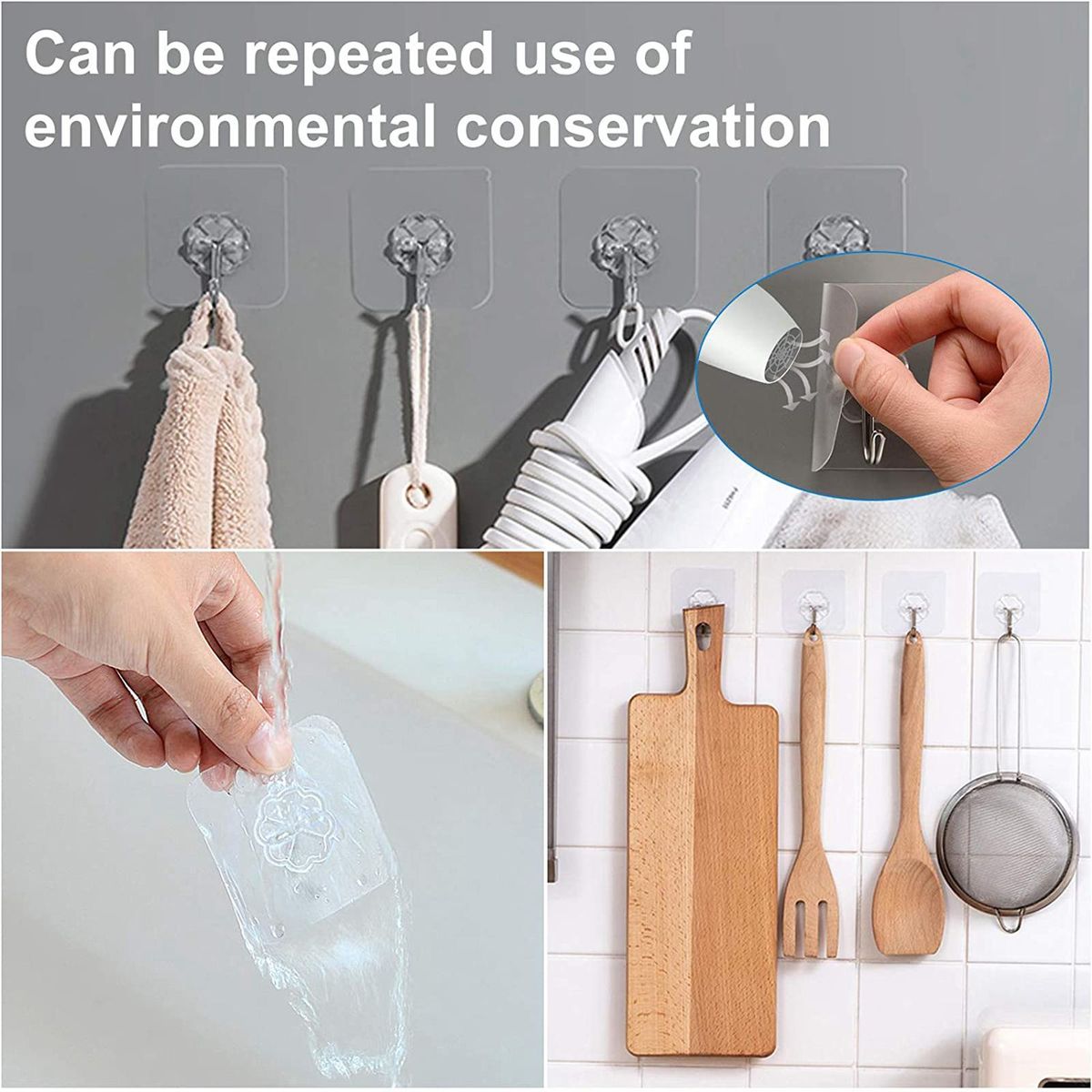 5pcs Waterproof Self Adhesive Dual Wall Hooks For  Towel Holder
