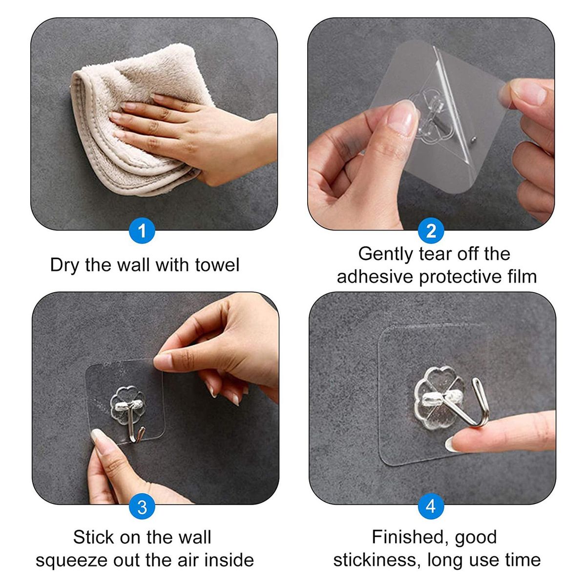 5pcs Waterproof Self Adhesive Dual Wall Hooks For  Towel Holder