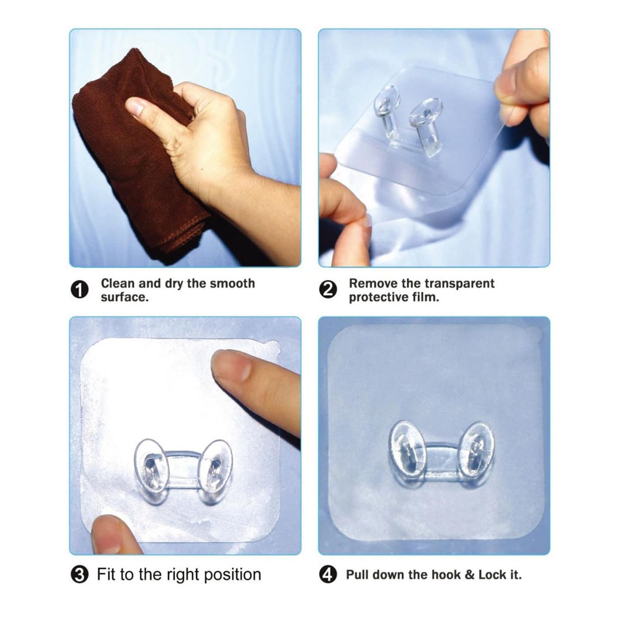 5pcs Waterproof Self Adhesive Dual Wall Hooks For  Towel Holder