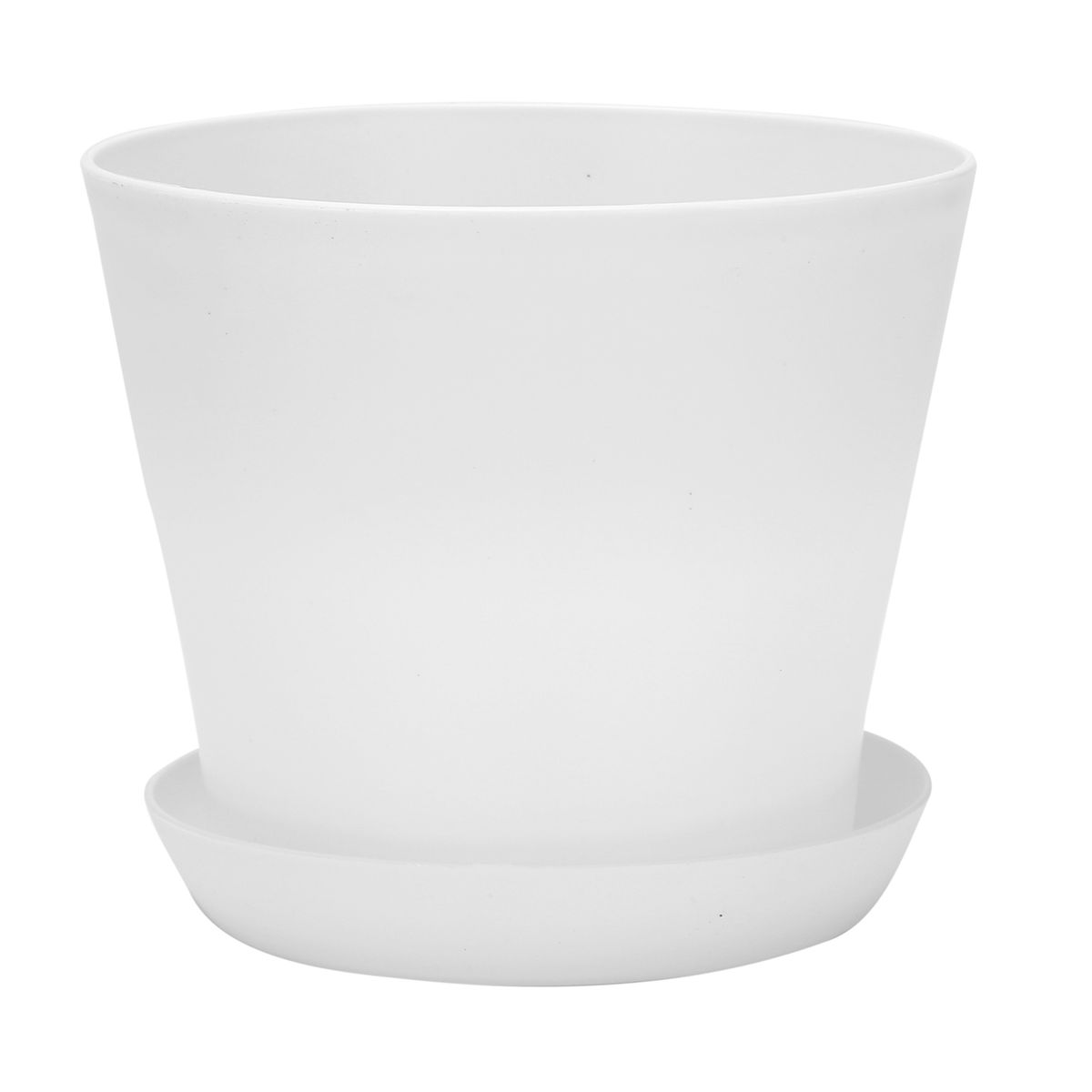 Plastic Plant Flower Pot With Tray Round White Upper