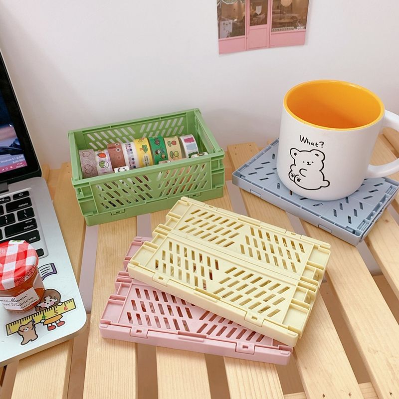 3 PCS Folding Plastic Storage Box, Size: Small (Green)