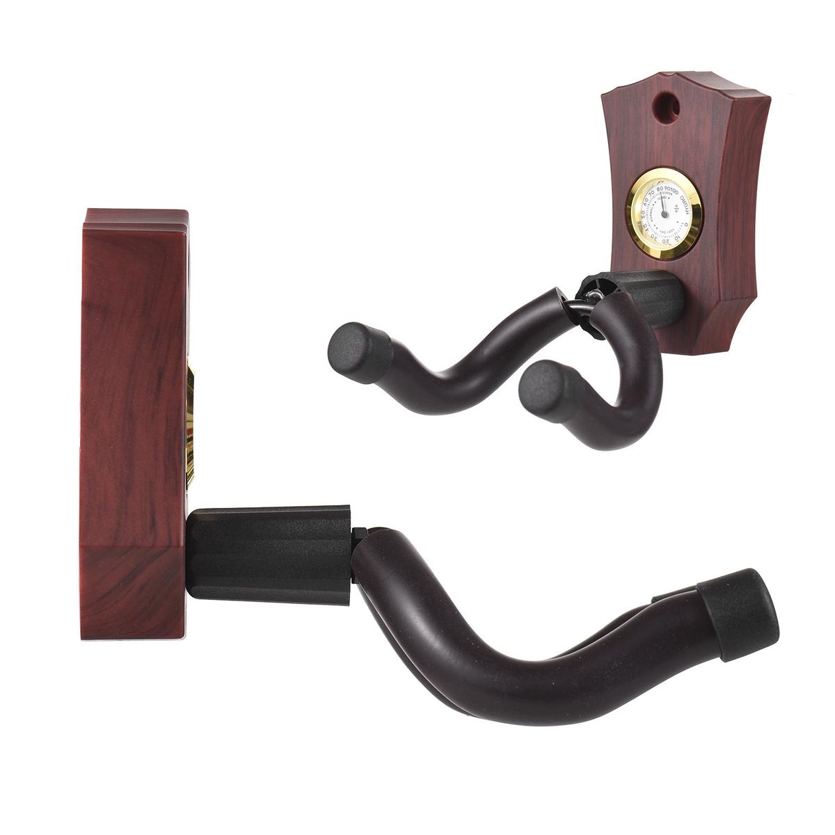 2-in-1 Guitar Wall Mount with Hygrometer Humidity Meter Guitar Wall Hanger Stringed Instrument Holder Solid Sturdy Wall Hook Hanger for Guitar Ukulele Mandolin