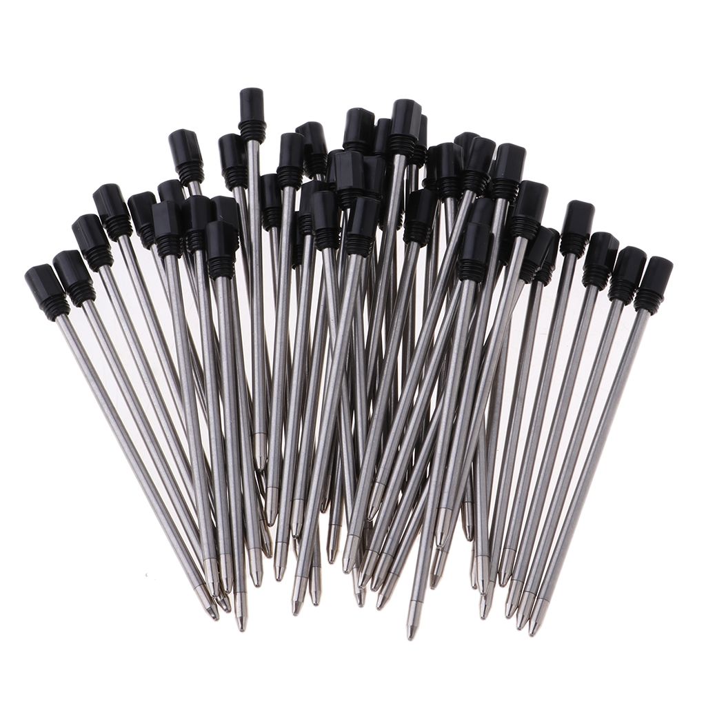 Pack Of 50 1mm Nib Metal Rollerball Pen Character Refills, Black