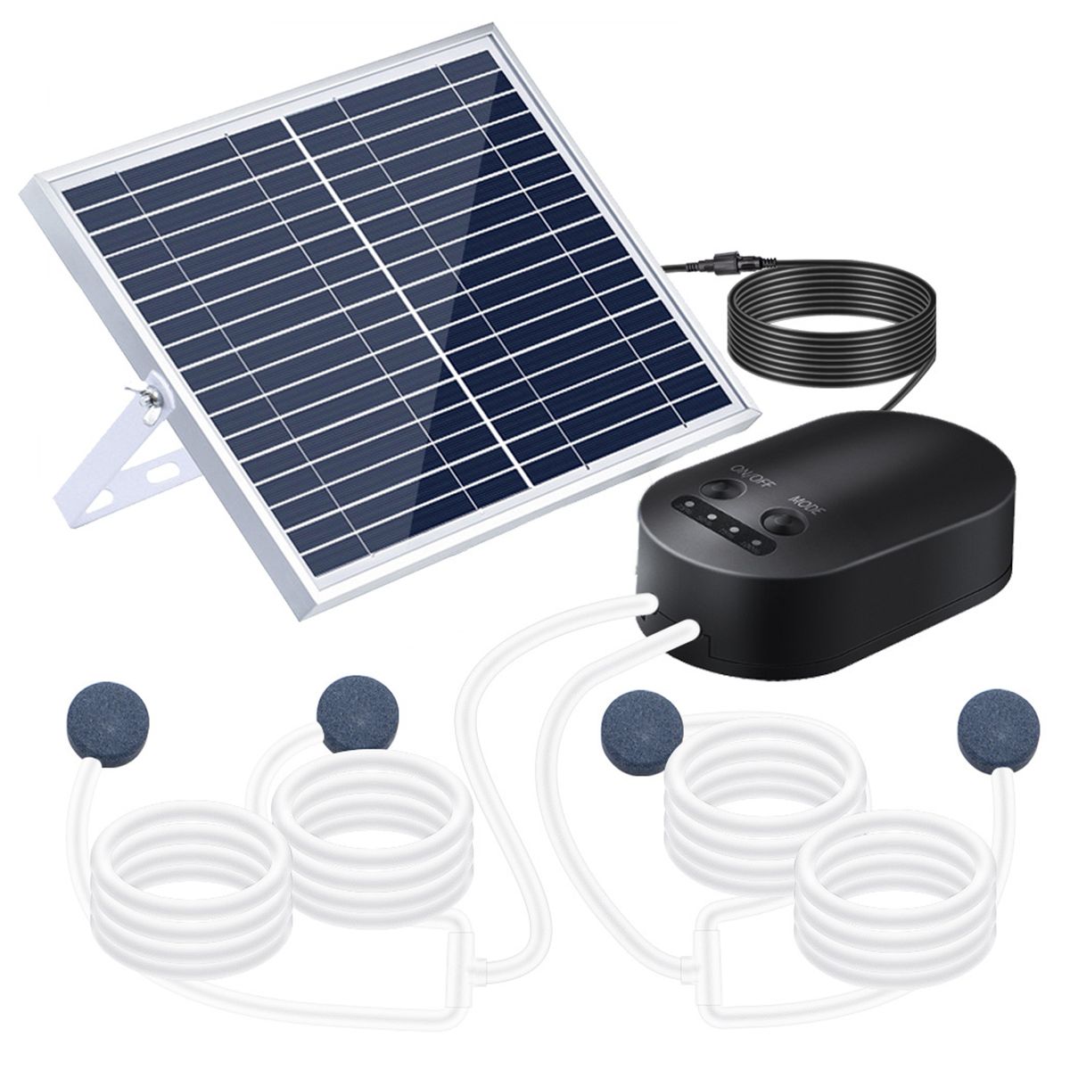 10W Solar Oxygen Pump With Pipe Air Stone Bracket Fish Tank