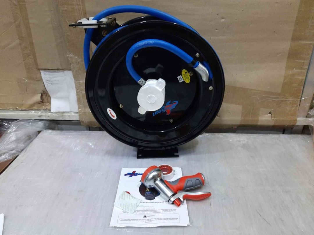 1/2”(13MM) X 50' Water Hose Reel W/ 6' Reel Inlet Hose + Spray Nozzle