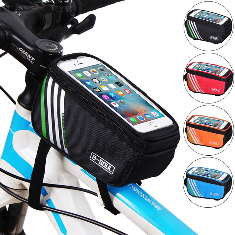 5.7"Waterproof Bicycle Front Touch Screen Bags Bicycle Frame Cellphone Bag Cycling MTB Road Bike Storage Bag Bycicle Accessories(#Black)