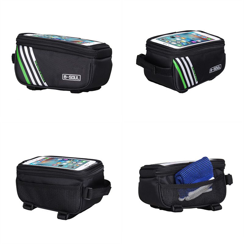5.7"Waterproof Bicycle Front Touch Screen Bags Bicycle Frame Cellphone Bag Cycling MTB Road Bike Storage Bag Bycicle Accessories(#Black)