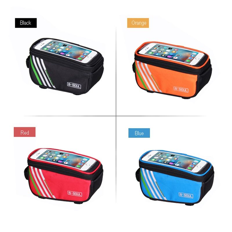 5.7"Waterproof Bicycle Front Touch Screen Bags Bicycle Frame Cellphone Bag Cycling MTB Road Bike Storage Bag Bycicle Accessories(#Black)