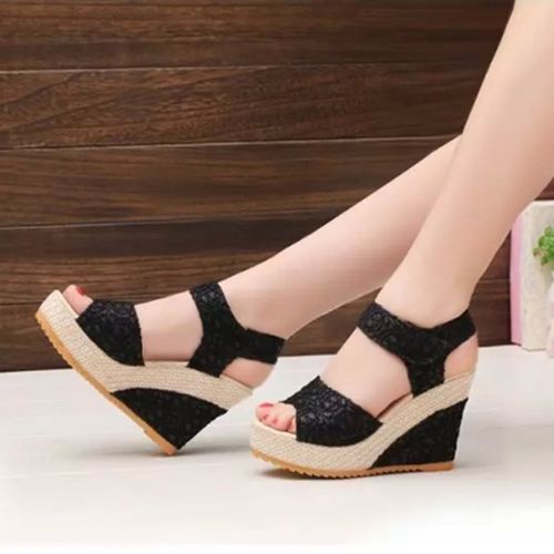 Ladies Fashion Flat Slope With Velcro Casual Sandals