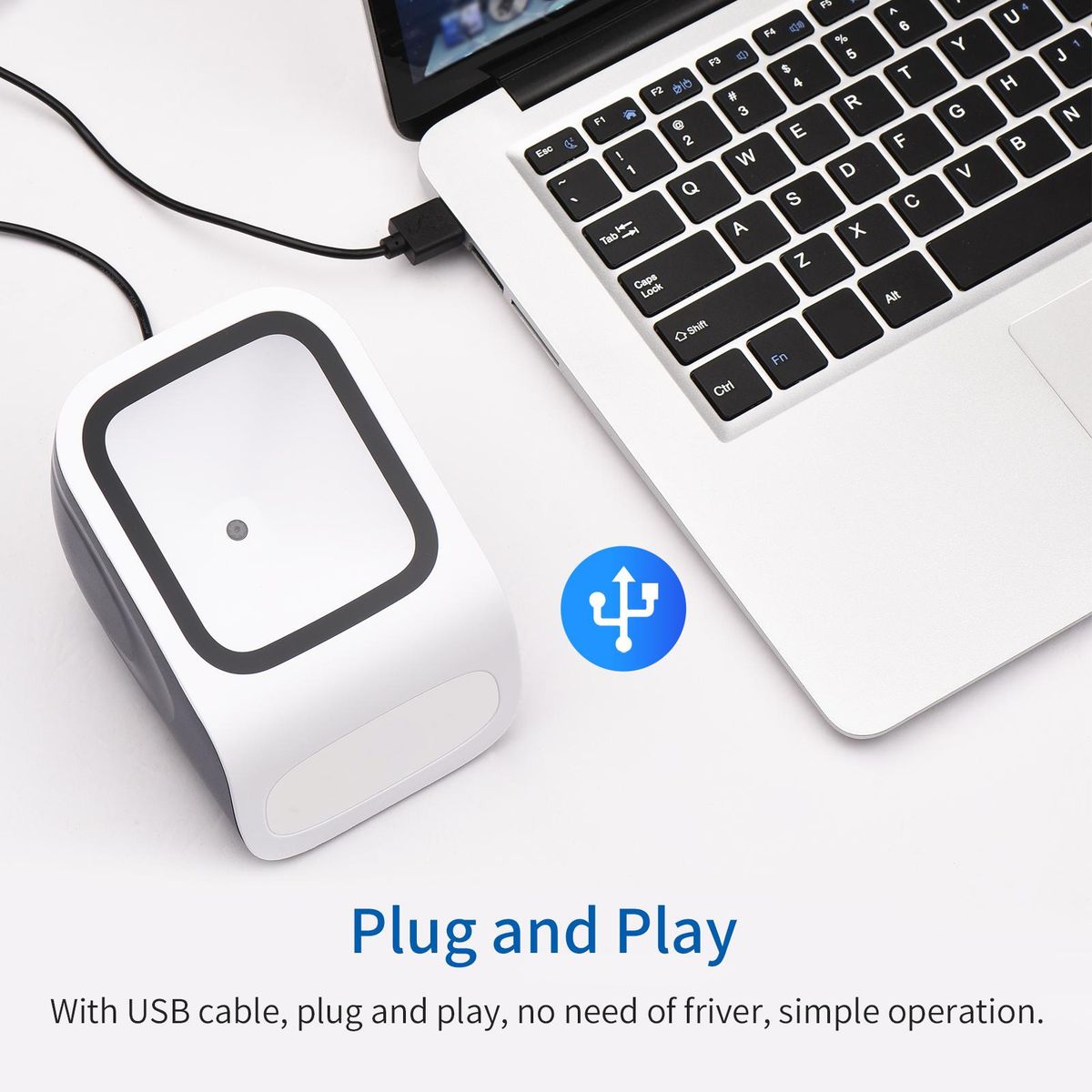 1D 2D QR Desktop Barcode Scanner Platform Hands-free USB Wired Bar Code Reader Scanner Plug&Play Compatible with Window Android System Large Scanning Window for Supermarket Library Retail Store Mobile Payment Computer Screen 