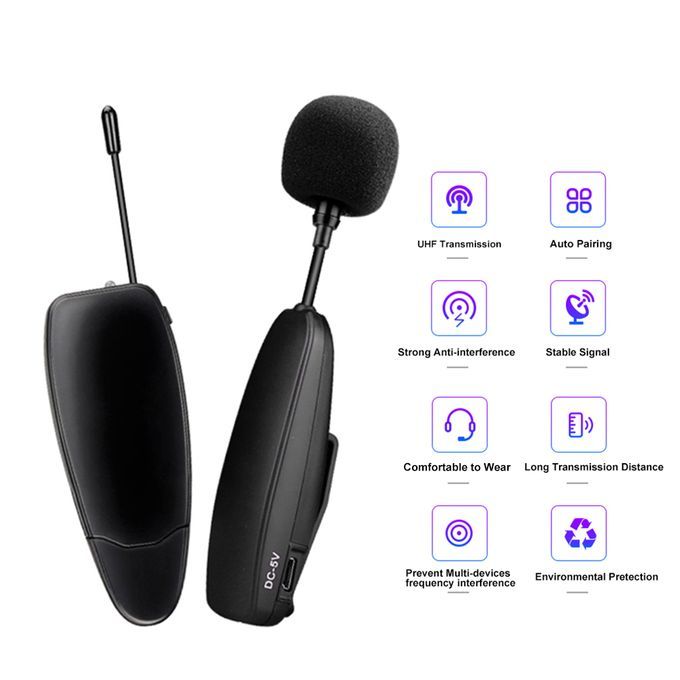 Professional UHF Wire-less Microphone Clip-on