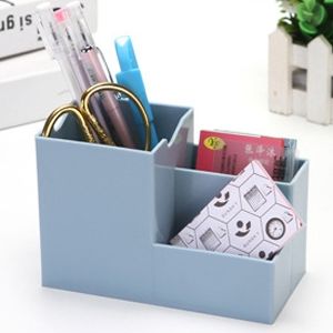 Creative Multifunctional Desktop Plastic Storage Phone Holder Pen Holder(Blue)