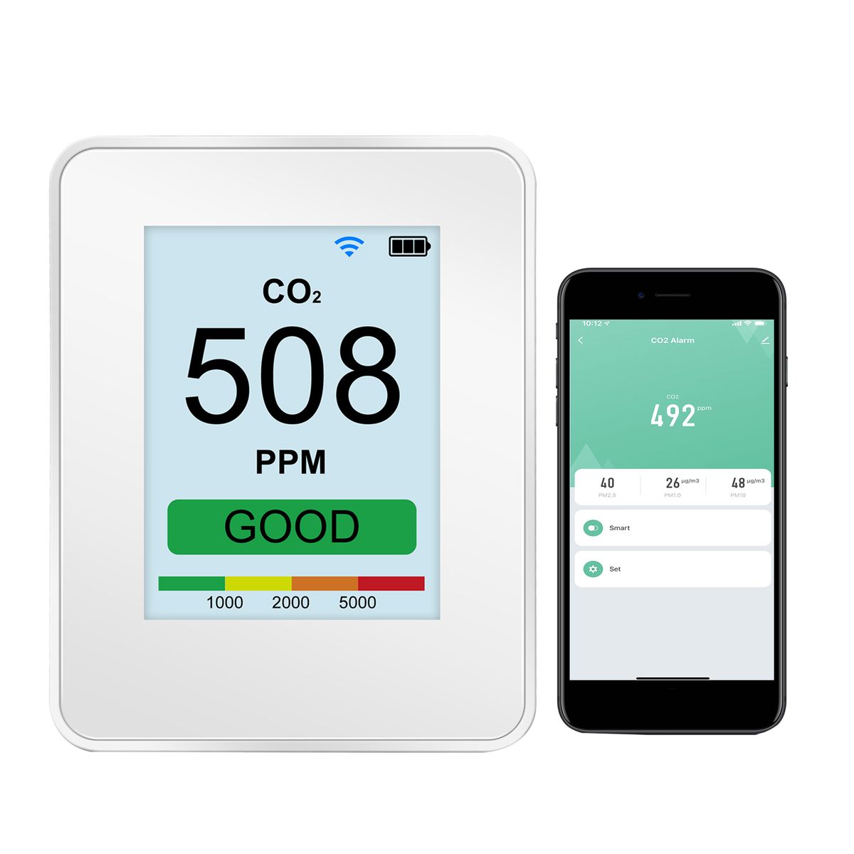 Smart Air Quality Monitor Wifi Co2 Pm2.5 Pm1.0 Pm10 Tester