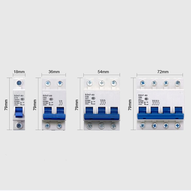 3P 32A 2P 1P 6A 63A Breaker DZ47-63 Circuit 4P DC12-100V