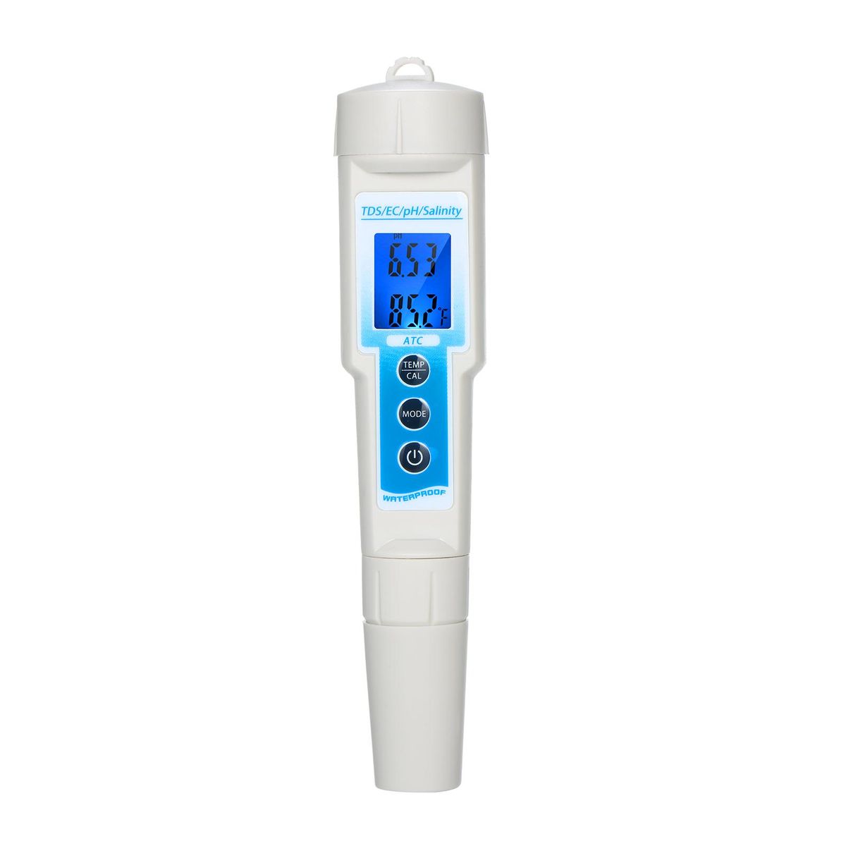 5-in-1 pH Meter Waterproof Multifunctional TDS/EC/pH/Salinity/Temperature Meter Water Quality Tester Blue Backlight LCD Display with ATC Function