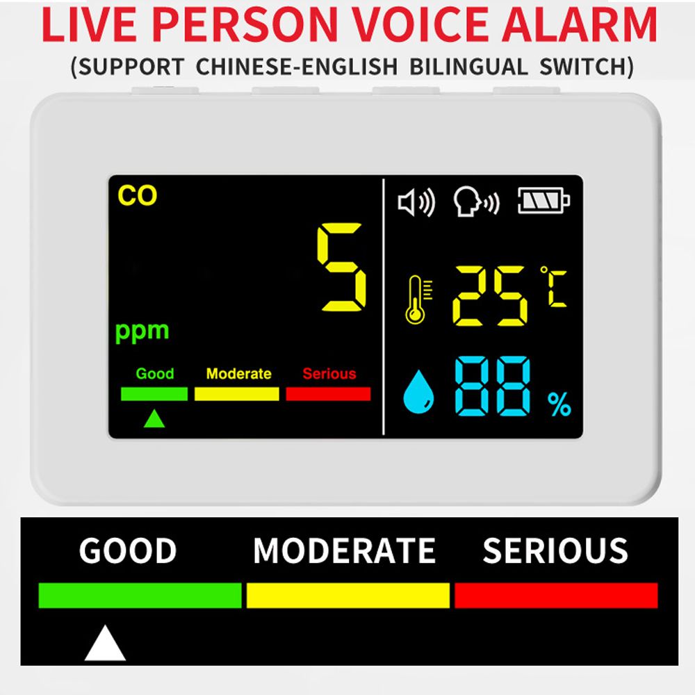 Portable Air Quality Meter 3in1 CO Temperature And Humidity