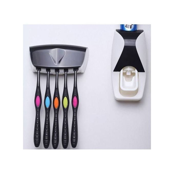 Toothpaste Dispenser With Toothbrush Holder
