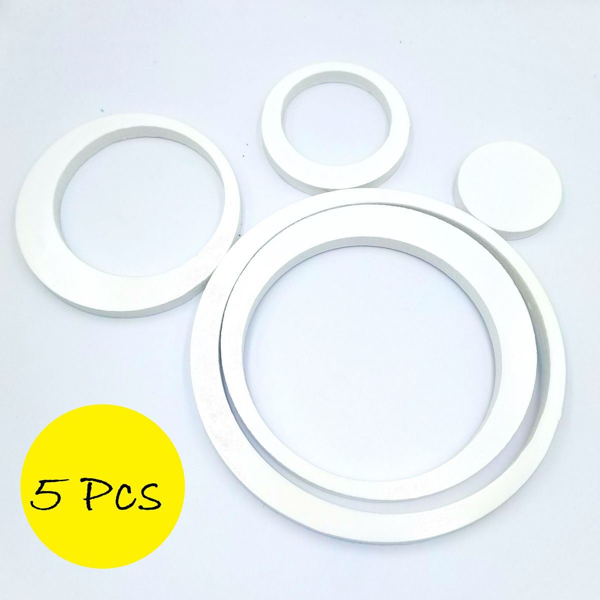 5PCS 3D Indoors Studio Decor Circles Wall Stickers - White