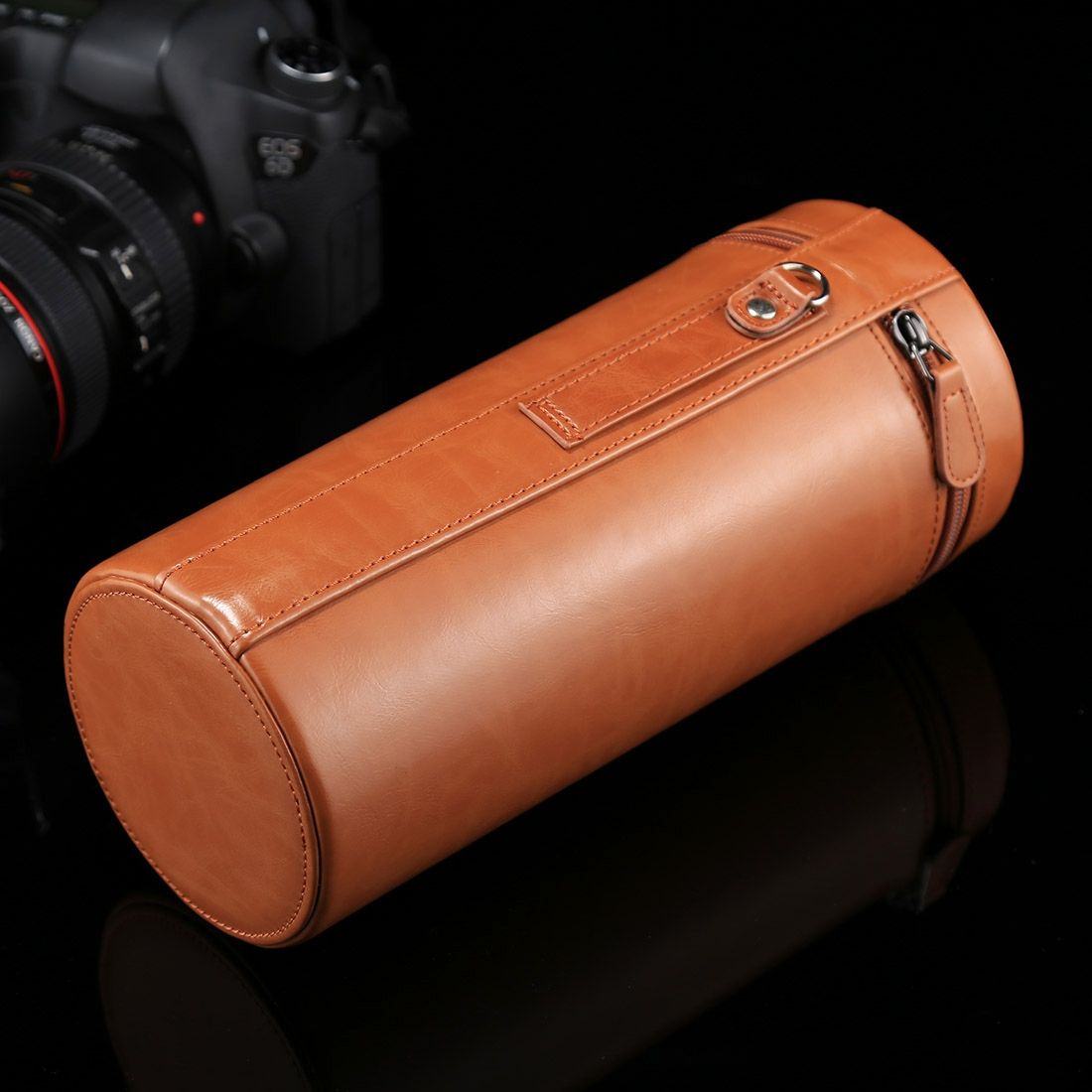 Extra Large Lens Case Zippered PU Leather Pouch Box For DSLR Camera Lens, Size: 24.5*10.5*10.5cm(Brown)