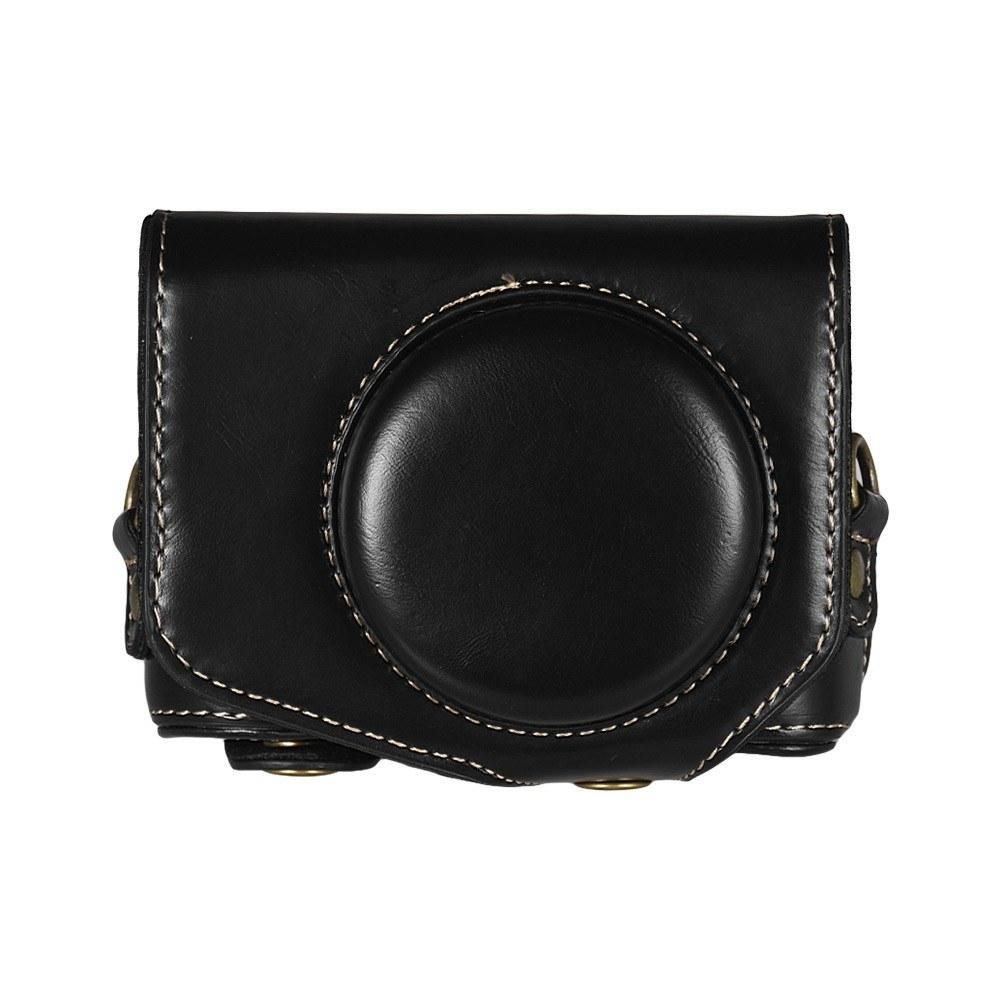 Leather Camera Case Bag with Strap for Canon Powershot G7 X Mark II G7X II Camera Black