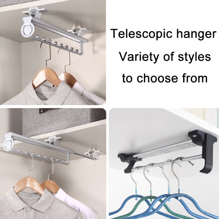 Y03 Black 10 Inches 4 Beads Wardrobe Hanging Rod Clothes Rail