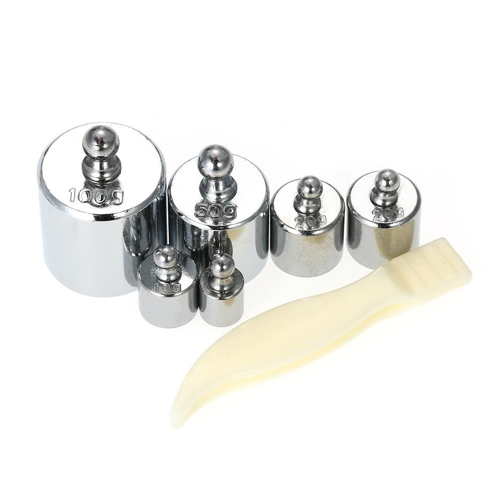 6pcs Weight 5g 10g 2x20g 50g 100g Grams Precision Calibration Weights Kit Set Total 200g with Tweezer for Balance Scale
