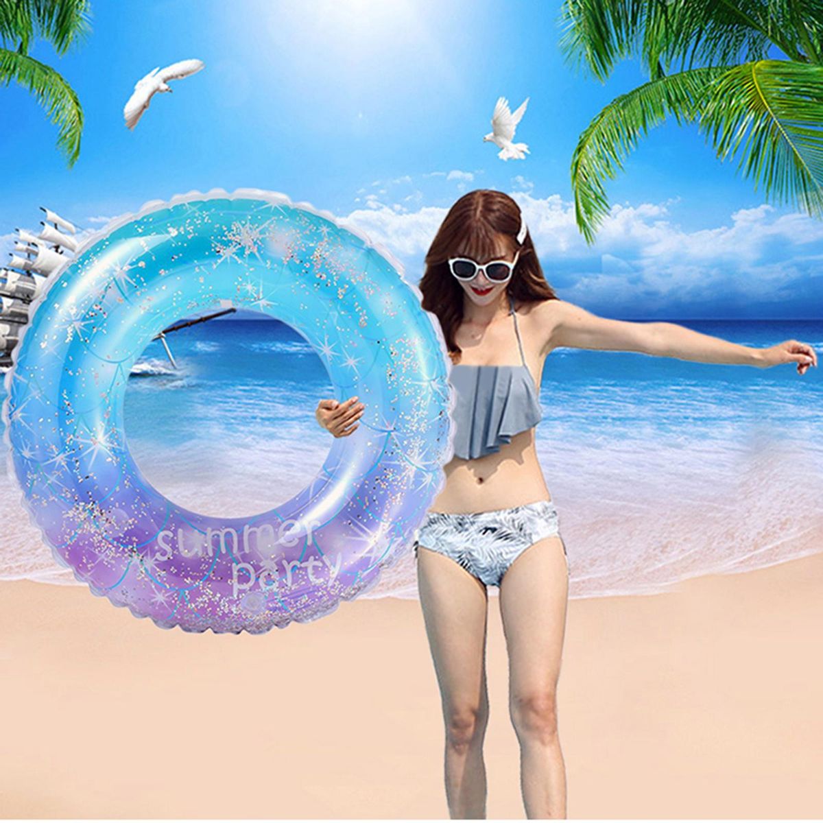 Inflatable Pool Float Swim Tube Summer Party Decor Pool Without Handle