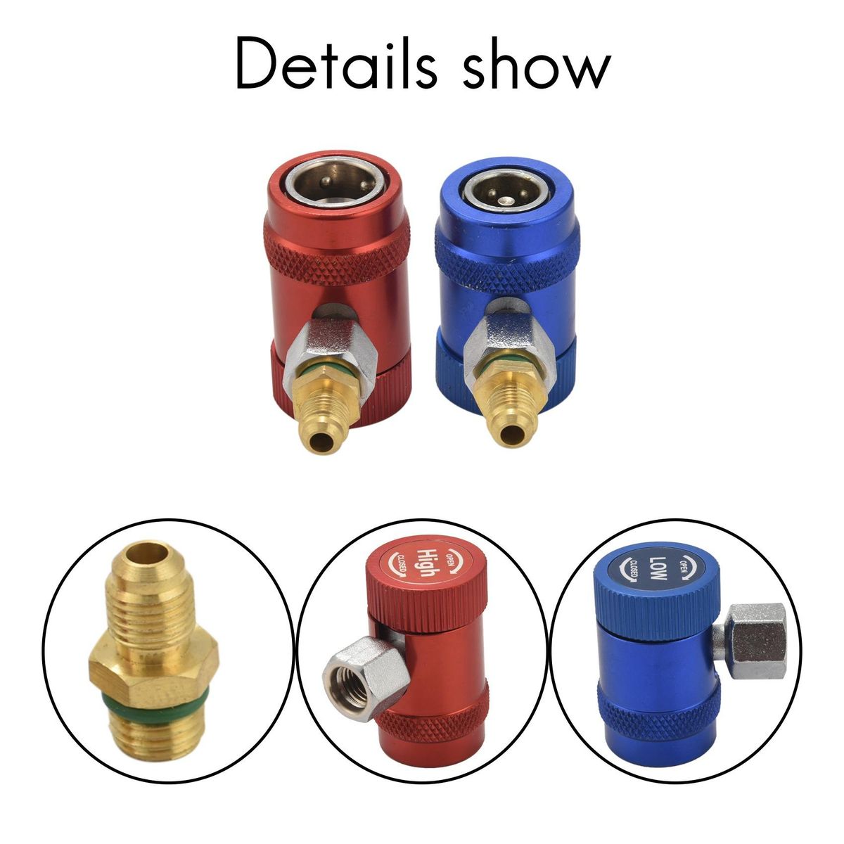 Car Auto AC High / Low Side R1234yf Quick Couplers Adapters Conversion Kit With Manual Couplers