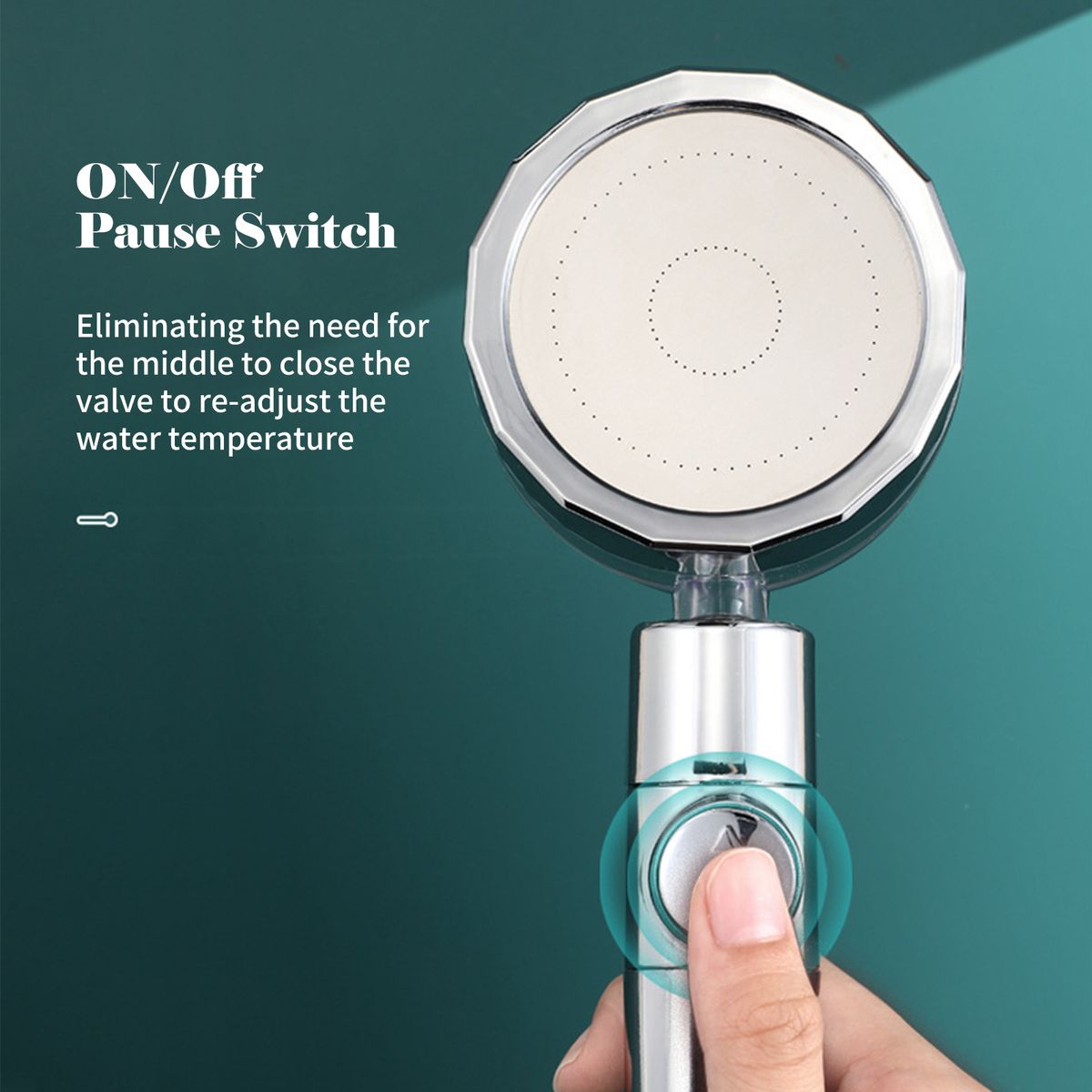 Handheld Shower Head With Turbo Fan ON/Off Pause Switch