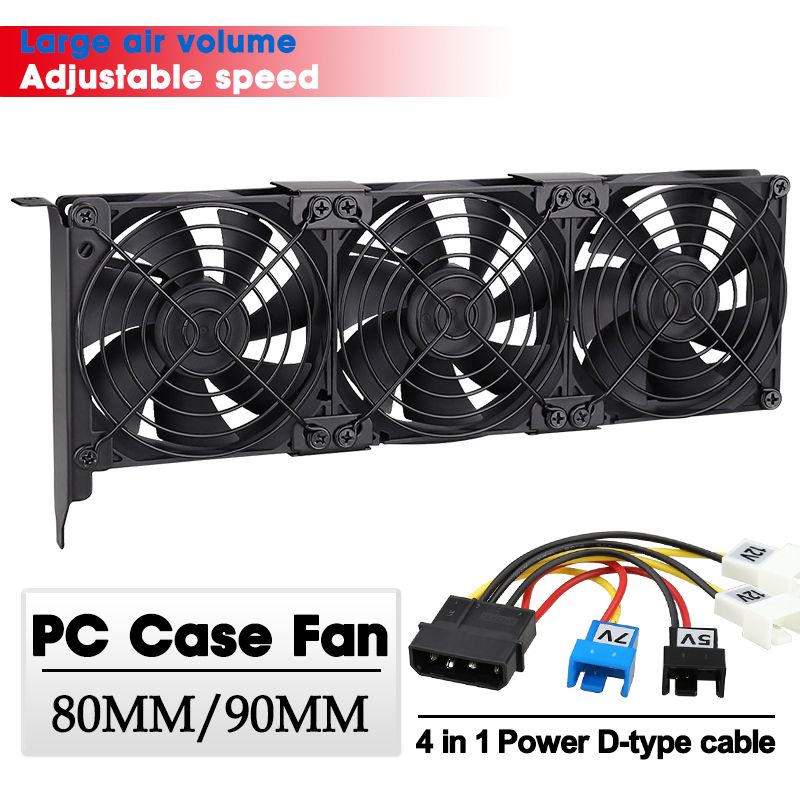 Gdstime Universal Desktop Computer VGA Cooler Partner Ultra Quiet Chassis PCI Graphics Card Double&Triple Fan Radiator 8CM Dual 2800RPM