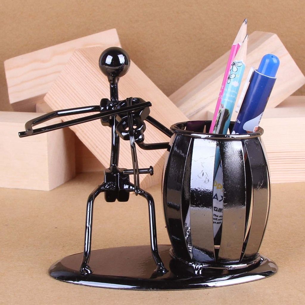 Music  Man Brass Band Pen Holder Home Study Office Decoration Ornaments