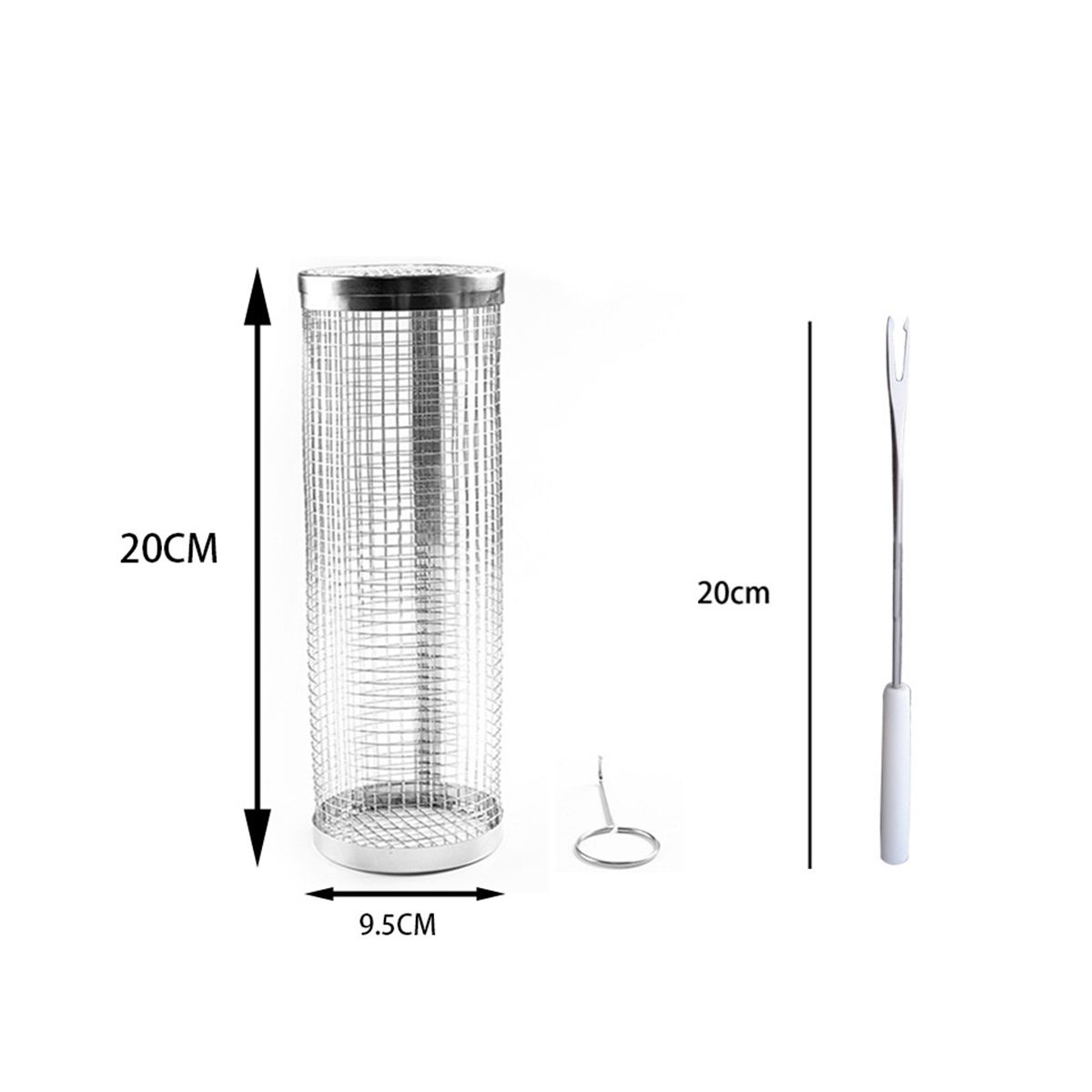 2PCS BBQ Grill Basket Rolling Grilling Basket Stainless Steel Grill Mesh Barbeque Grill Portable Grill Baskets -B