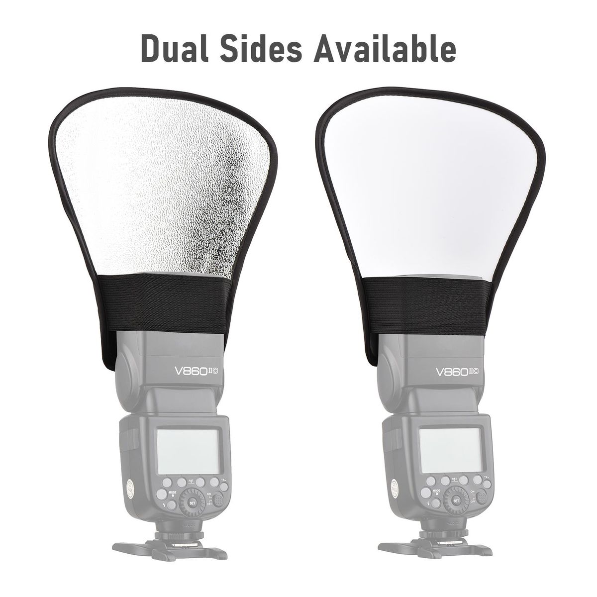 Portable Universal Camera Flash Reflector Speedlite Bounce Diffuser Board with Silver & White Reflective Surface Replacement for Canon Nikon Sony Godox Yongnuo on-Camera Flash