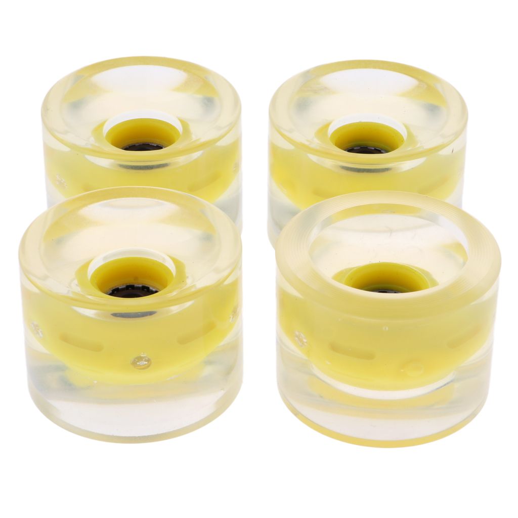4pcs 70mm Light Up Skateboard Longboard Wheels Glow At Night Yellow