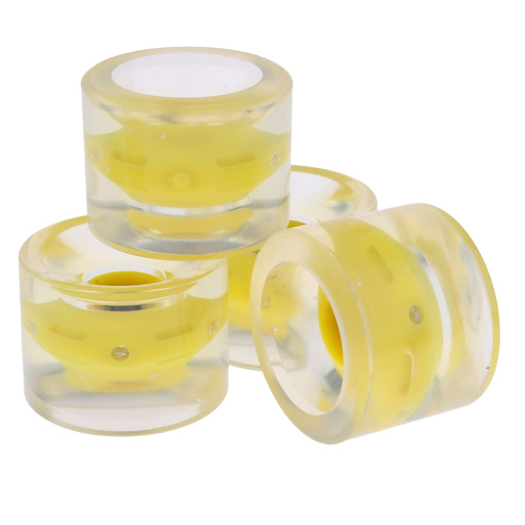 4pcs 70mm Light Up Skateboard Longboard Wheels Glow At Night Yellow