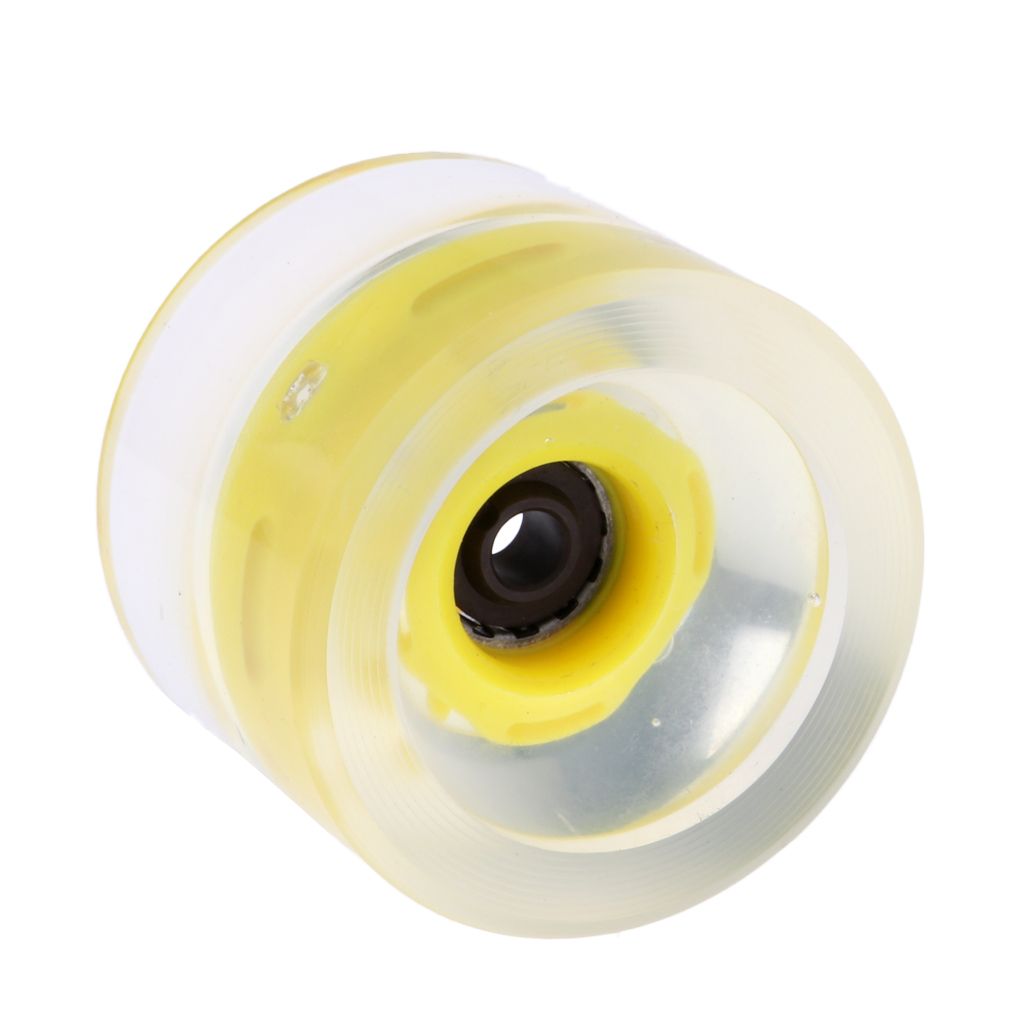 4pcs 70mm Light Up Skateboard Longboard Wheels Glow At Night Yellow
