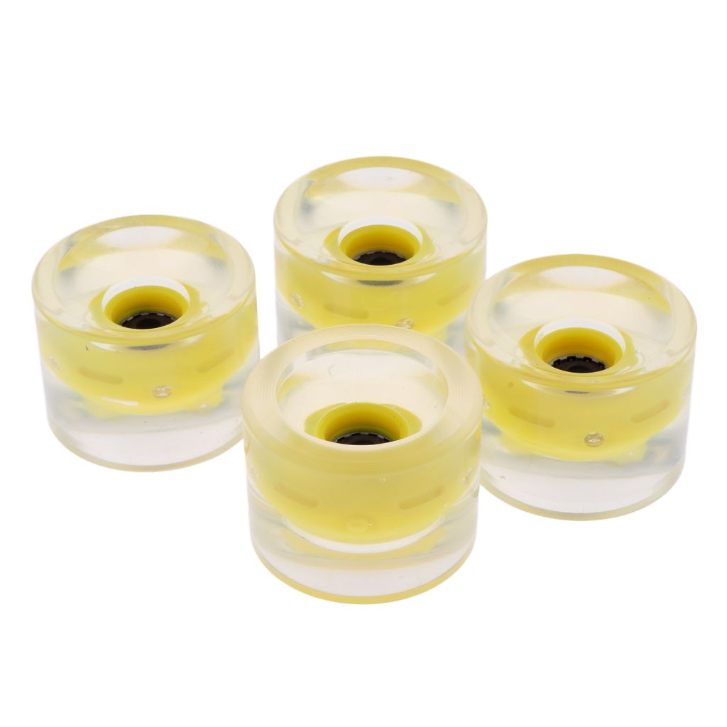 4pcs 70mm Light Up Skateboard Longboard Wheels Glow At Night Yellow