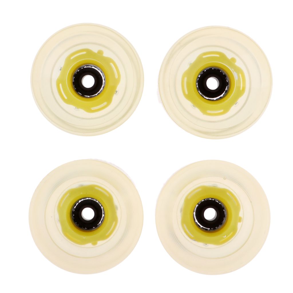 4pcs 70mm Light Up Skateboard Longboard Wheels Glow At Night Yellow