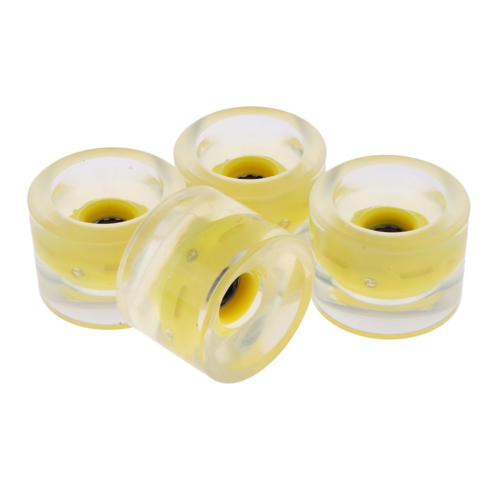 4pcs 70mm Light Up Skateboard Longboard Wheels Glow At Night Yellow